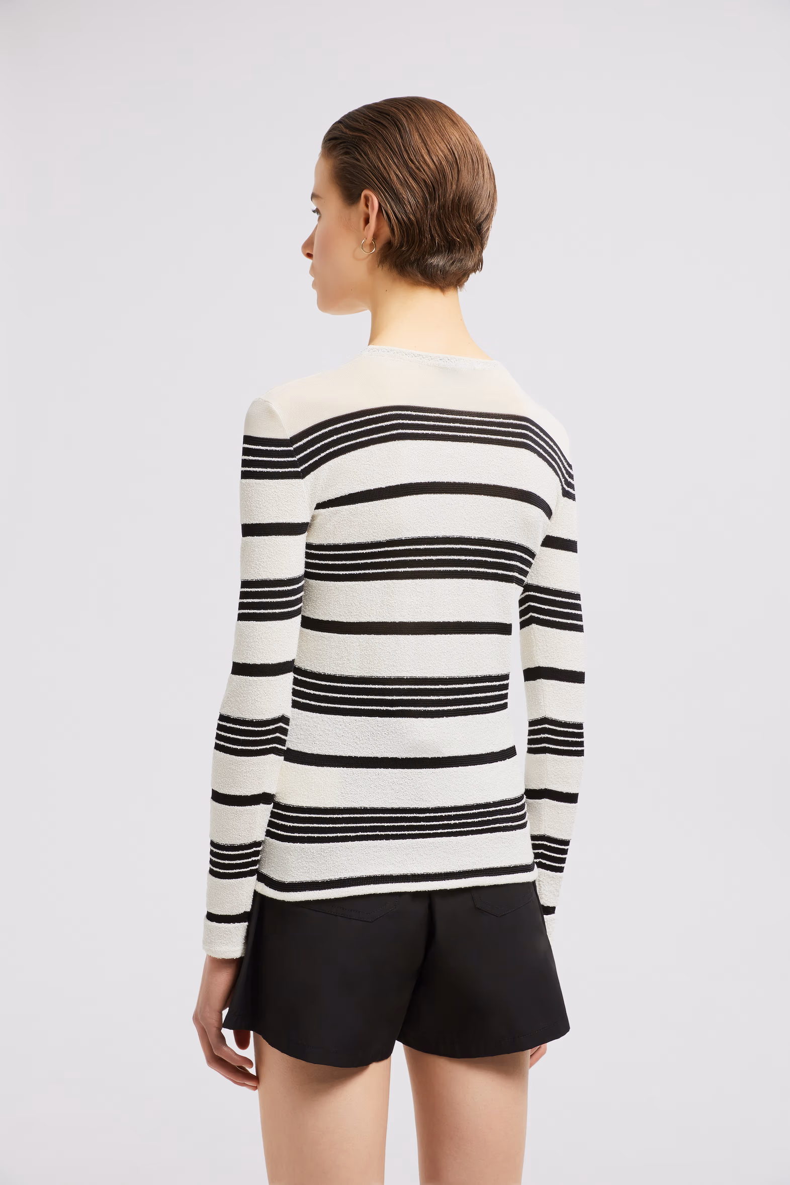 Striped Bouclé Sweater Women Black & White Moncler 5